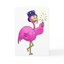 Pink Patriotic Flamingo Hat Sparkler Card