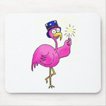 Pink Patriotic Flamingo Hat Sparkler Mouse Pads