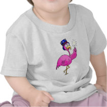 Pink Patriotic Flamingo Hat Sparkler Tee Shirts