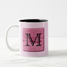 Pink Patterned Image, with Custom Monogram Letter Coffee Mugs