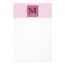 Pink Patterned Image, with Custom Monogram Letter Custom Stationery