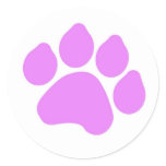 Pink Paw Print Round Sticker
