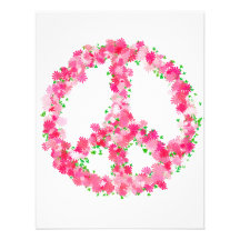Pink Peace Flowers Personalized Invitations
