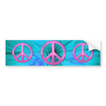 Pink Peace Sign Over Blue Abstract Explosion