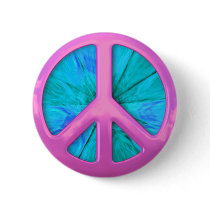 Pink Peace Sign Over Blue Abstract Explosion