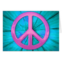 Pink Peace Sign Over Blue Abstract Explosion