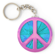 Pink Peace Sign Over Blue Abstract Explosion
