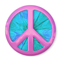 Pink Peace Sign Over Blue Abstract Explosion