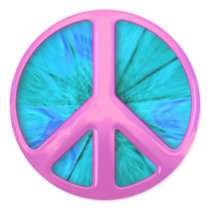 Pink Peace Sign Over Blue Abstract Explosion