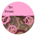 Pink Peace Signs Gift Tag-Sticker