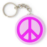 Pink Peace Symbol Keychain