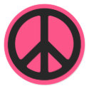 Pink Peace Symbol Stickers