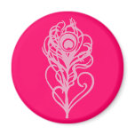 Pink Peacock Feather magnets