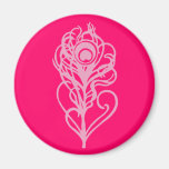 Pink Peacock Feather Refrigerator Magnets