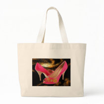 Pink Peeptoe Pumps with Swarovski Crystals Canvas Bags