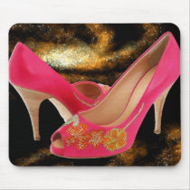 Pink Peeptoe Pumps with Swarovski Crystals Mouse Pad