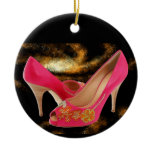 Pink Peeptoe Pumps with Swarovski Crystals ornaments