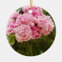 Pink Peonies Christmas Ornaments
