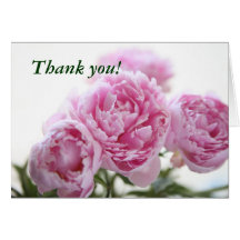 pink peonies thank you note card