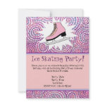 Pink Personalised Ice Skating Party Invitation