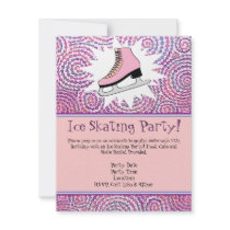 Pink Personalised Ice Skating Party Invitation