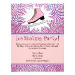 Pink Personalised Ice Skating Party Invitation