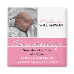 Pink Photo Christening or Baptism Invitation Fridge Magnets