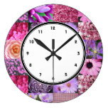 Pink Photography Collage wall clock with numbers