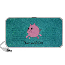 Pink pig faux turquoise glitter mp3 speaker