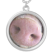 Pink Pig nose close up photograph Personalised Necklace
