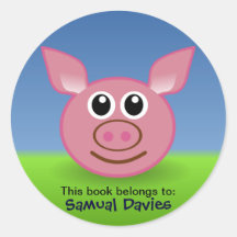 Pink Pig Personalised Name Labels Round Stickers