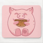pink piggy eating cookie mousepad