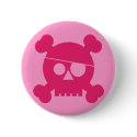 Pink Pirate Skull - Button