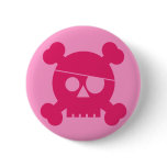 Pink Pirate Skull - Button