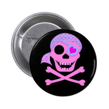 Pink Pirate Skull Buttons