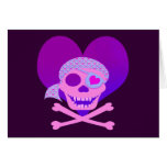 Pink Pirate Skull Heart Cards