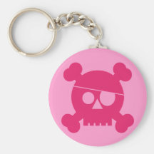 Pink Pirate Skull - Keychain