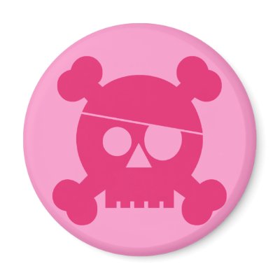 Pink Pirate Skull - Magnet by twilight_cat