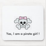 pink pirate, Yes, I am a pirate girl ! mouse pad mousepads