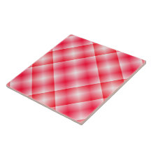 Pink Plaid Background Ceramic Tile
