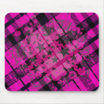 Pink Plaid Paint Splatter Mouse Mat