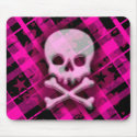 Pink Plaid Skull Mousepad
