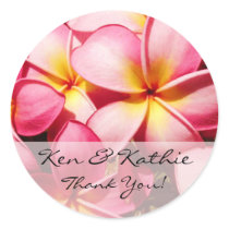 Pink Plumeria Wedding Thank You Sticker