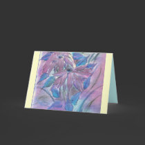 Pink Poinsetta horizontal greeting card