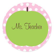 Pink Polk-a-dot Teacher Sticker