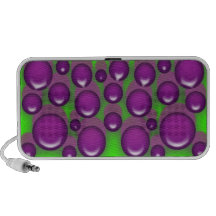 Pink polka dot circles green speaker system