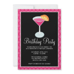 Pink Polka Dot Cocktail Drink 21st Birthday Party invitations