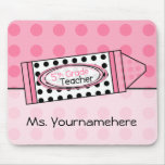 Pink Polka Dot Crayon 5th Grade Teacher Mousepad