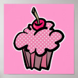 pink polka dot cupcake print