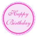 Pink Polka Dot Happy Birthday Sticker